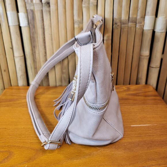 Unbranded Hobo Shoulder Bag with Tassels Blush Pink 9x8.5x5 - Picture 2 of 7